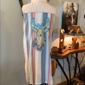 Copper Feather Design upcycled top L